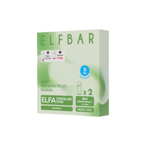 Elf Bar Elfa - (ohne Nikotin) Prefilled Pod Kiwi Passion Fruit Guava 0mg - Mein Shop